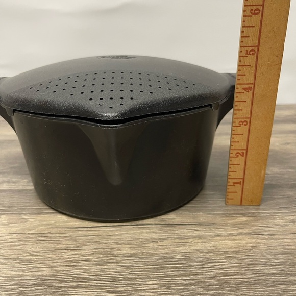 Pampered Chef Black Micro Cooker Large Microwave Steamer Strainer 2 Quart 2778 - Picture 11 of 16